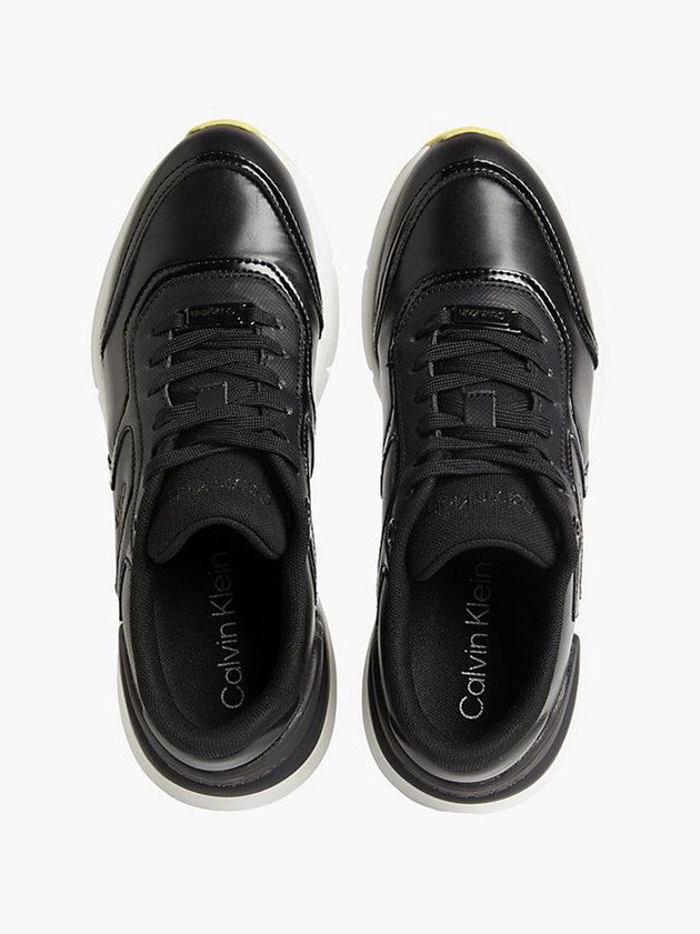 Black Calvin Klein Recycled Faux Leather Women Sneakers | QZRC-86574