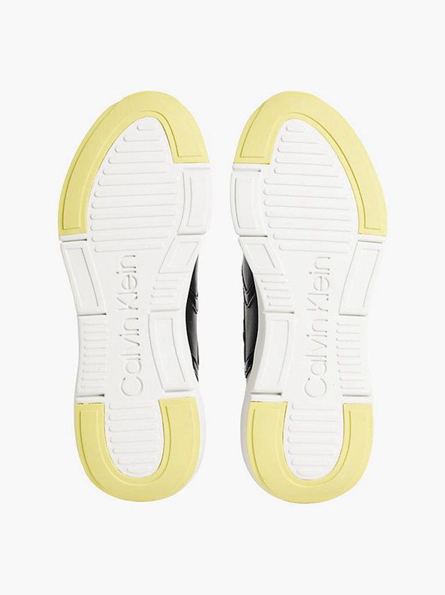 Black Calvin Klein Recycled Faux Leather Women Sneakers | QZRC-86574