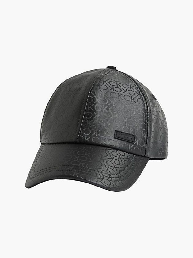 Black Calvin Klein Recycled Faux Leather Men Cap | UVYF-31926