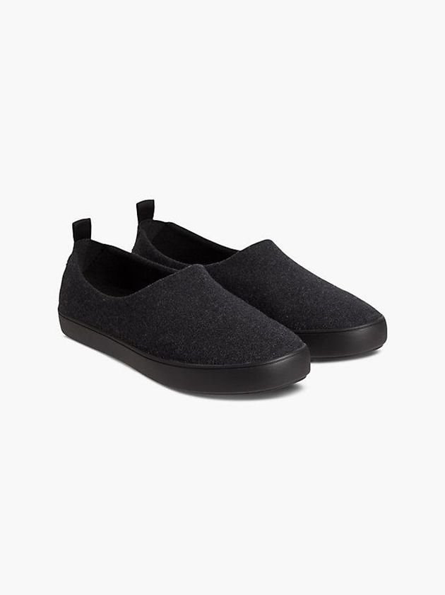 Black Calvin Klein Recycled Felt Men Slippers | SBVE-23814