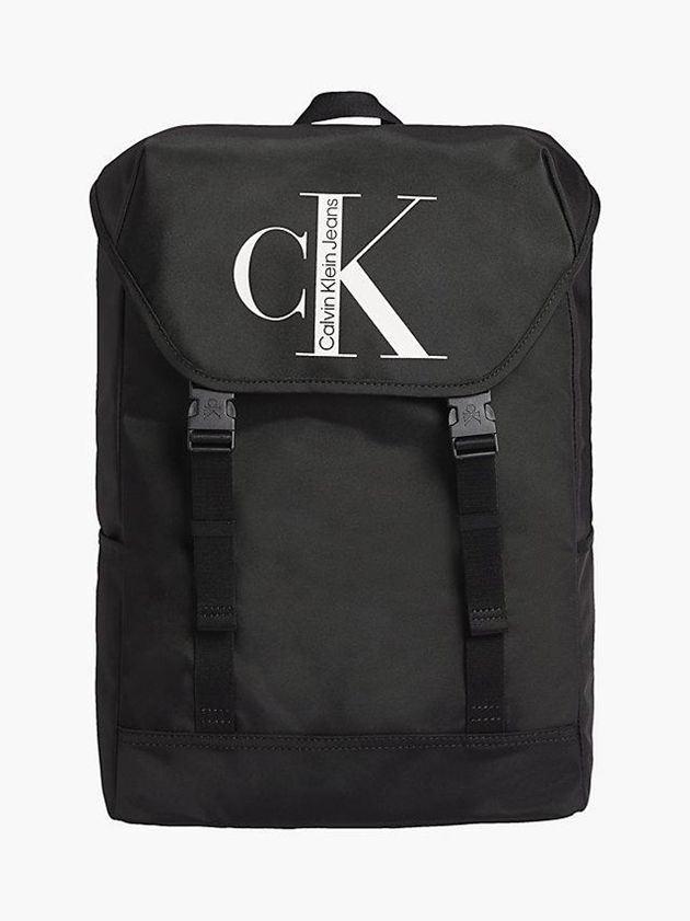 Black Calvin Klein Recycled Flap Men Backpack | KHDE-78102