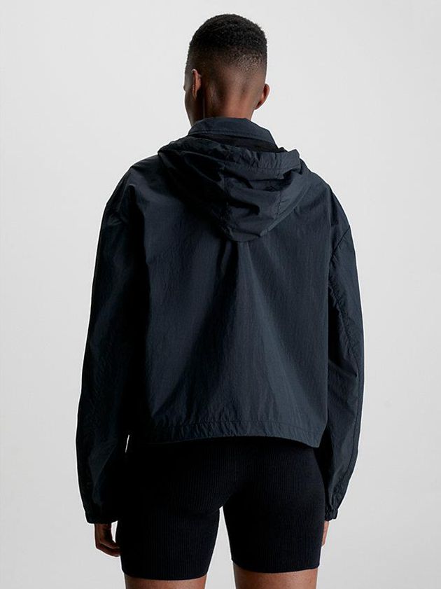 Black Calvin Klein Recycled Hooded Windbreaker Women Jacket | WCVI-03291