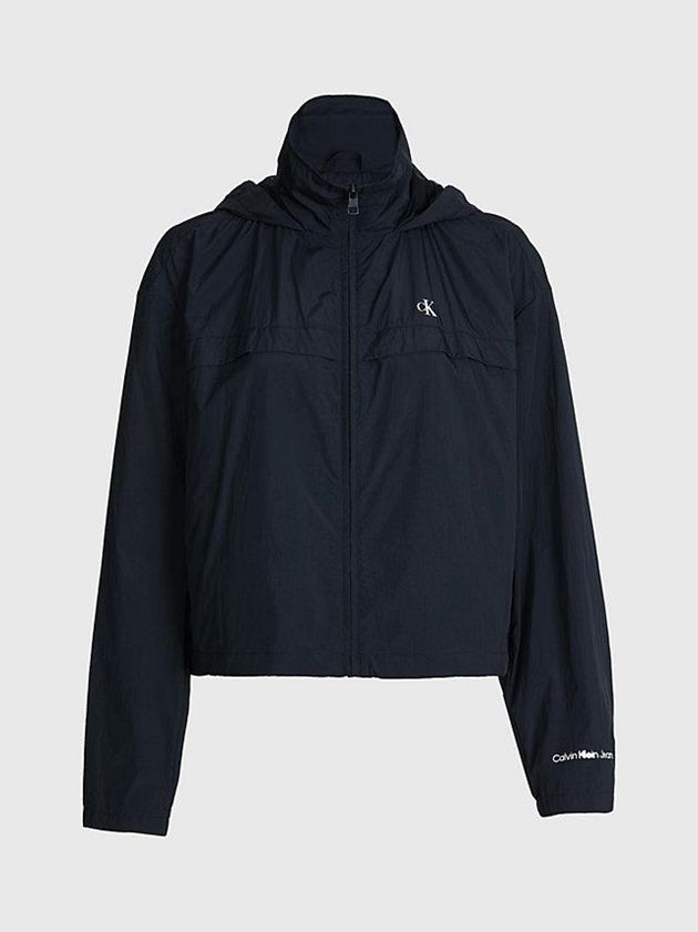 Black Calvin Klein Recycled Hooded Windbreaker Women Jacket | WCVI-03291