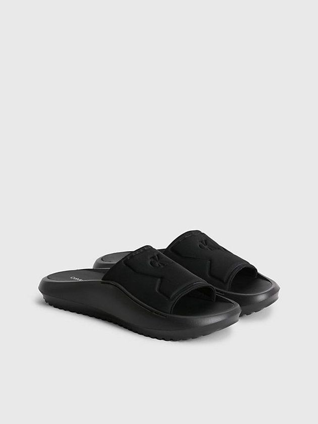 Black Calvin Klein Recycled Hybrid Sliders Men Slippers | ANBS-63459