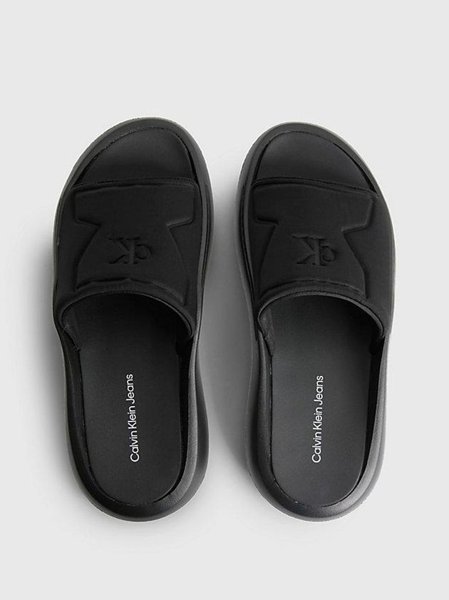 Black Calvin Klein Recycled Hybrid Sliders Men Slippers | ANBS-63459