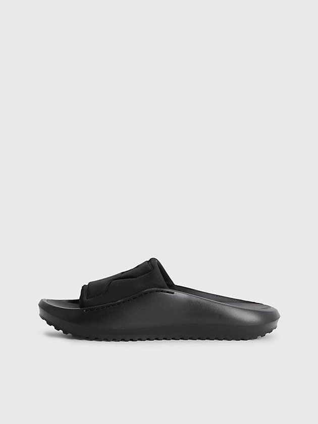 Black Calvin Klein Recycled Hybrid Sliders Men Slippers | ANBS-63459