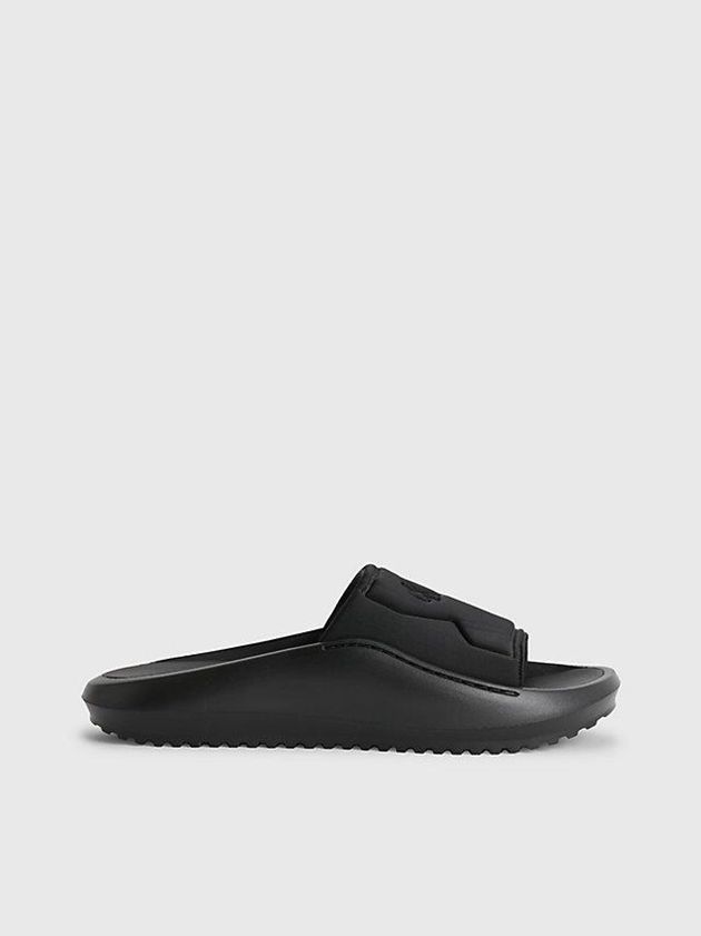 Black Calvin Klein Recycled Hybrid Sliders Men Slippers | ANBS-63459