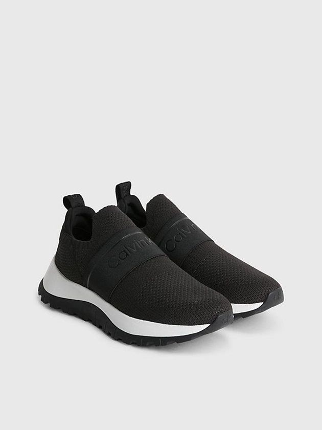 Black Calvin Klein Recycled Knit Slip-On Women Sneakers | LKPB-70465