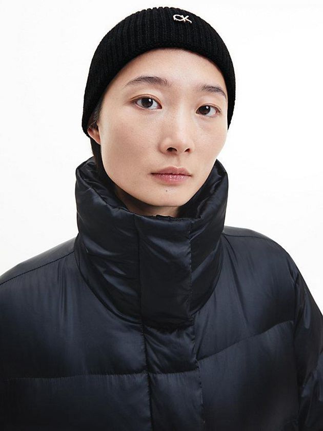Black Calvin Klein Recycled Knit Women Beanie | XUDA-97051