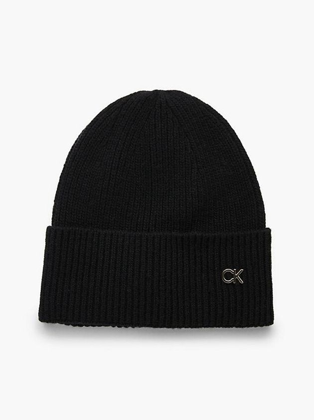 Black Calvin Klein Recycled Knit Women Beanie | XUDA-97051