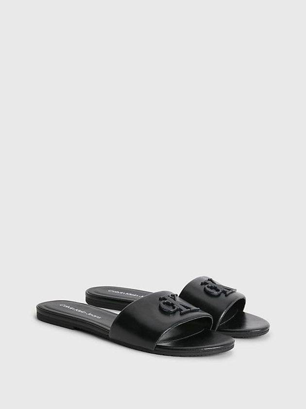 Black Calvin Klein Recycled Leather Women Sandals | IXQD-32485