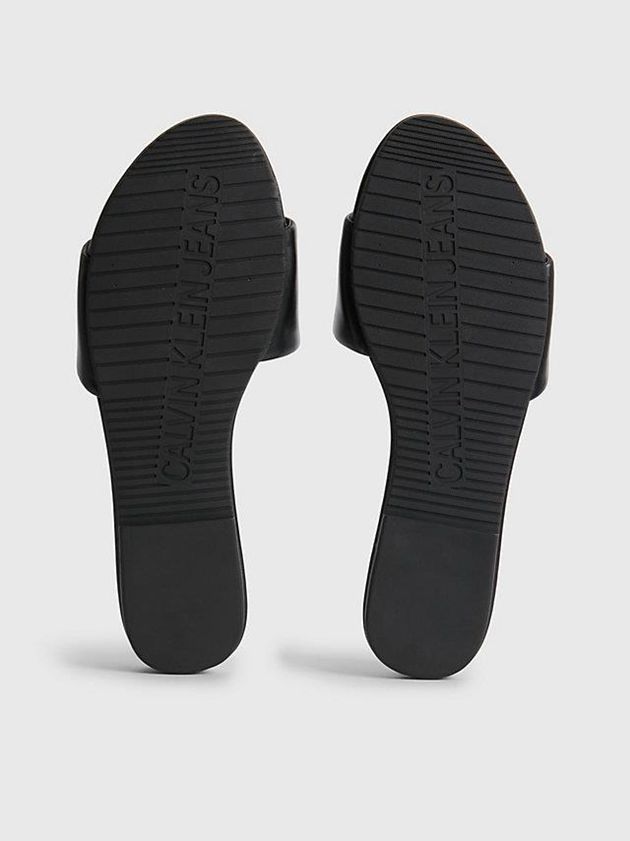 Black Calvin Klein Recycled Leather Women Sandals | IXQD-32485