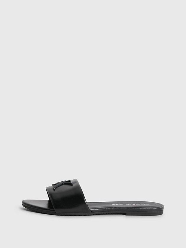 Black Calvin Klein Recycled Leather Women Sandals | IXQD-32485