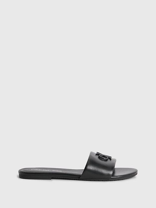 Black Calvin Klein Recycled Leather Women Sandals | IXQD-32485