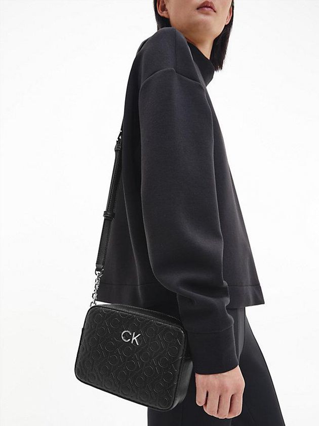 Black Calvin Klein Recycled Logo Crossbody Women Bags | HDGW-97386
