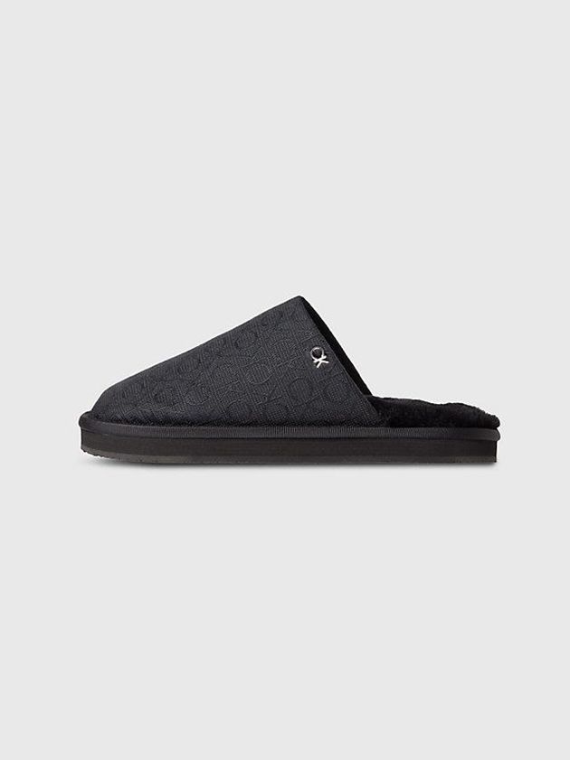 Black Calvin Klein Recycled Logo Jacquard Women Slippers | CJLP-81753