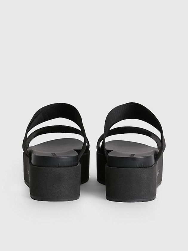 Black Calvin Klein Recycled Logo Jacquard Platform Women Sandals | VXTW-87629