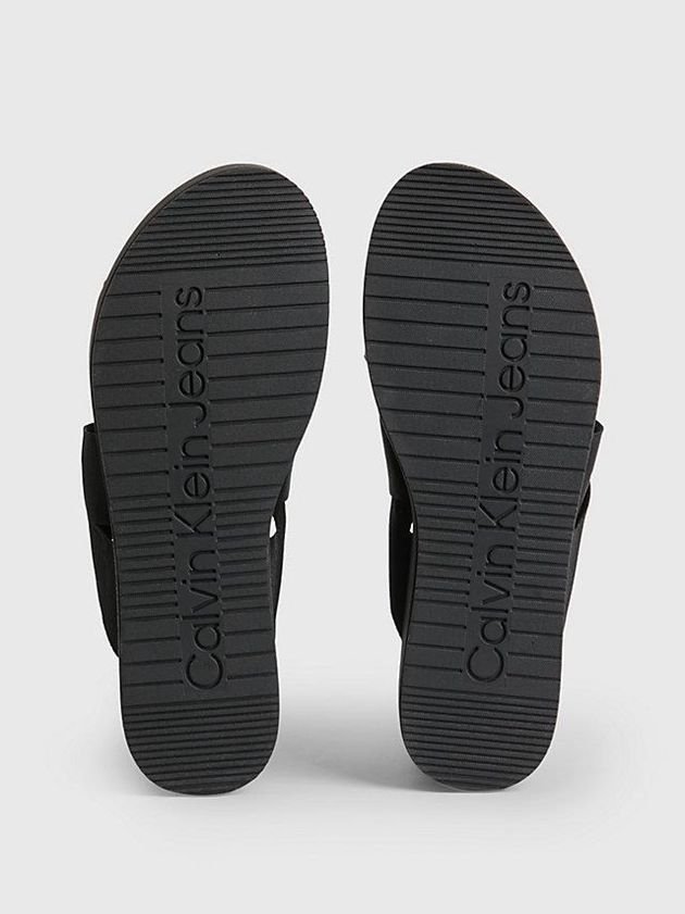 Black Calvin Klein Recycled Logo Jacquard Platform Women Sandals | VXTW-87629