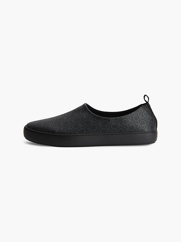 Black Calvin Klein Recycled Logo Men Slippers | JMZC-74263