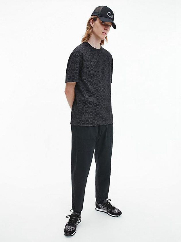 Black Calvin Klein Recycled Logo Men Sneakers | PQHY-95132
