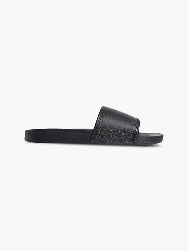 Black Calvin Klein Recycled Logo Sliders Men Slippers | GZMX-01349