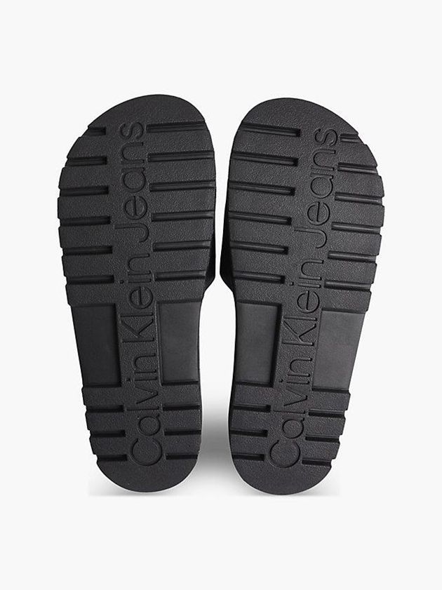 Black Calvin Klein Recycled Logo Sliders Men Slippers | FZUV-47526