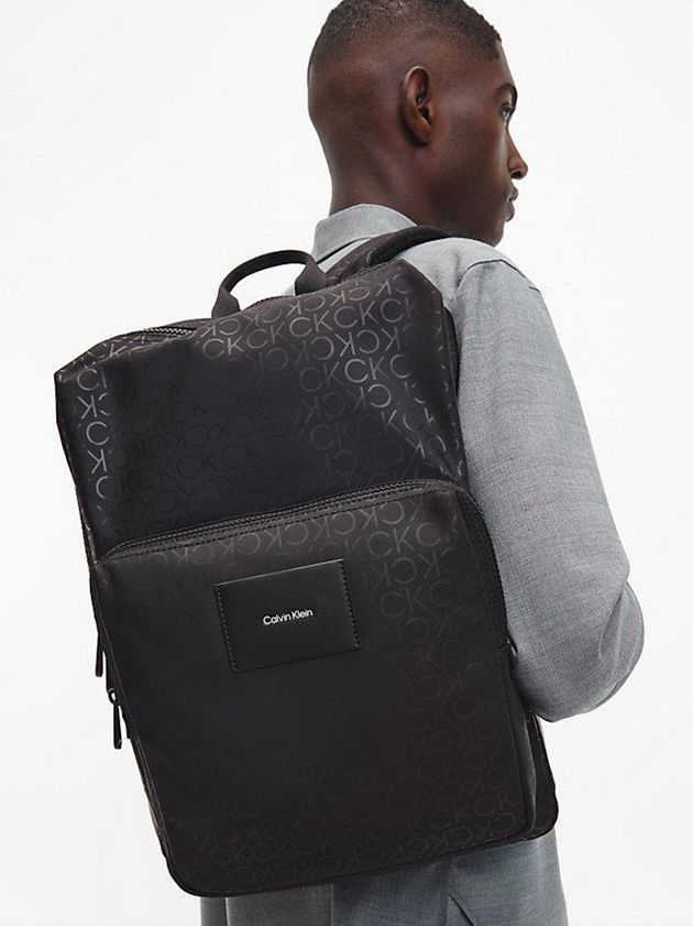 Black Calvin Klein Recycled Logo Square Men Backpack | PWTS-90132