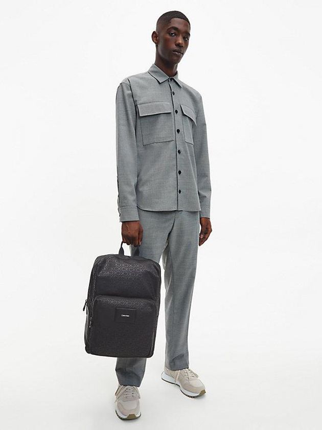Black Calvin Klein Recycled Logo Square Men Backpack | PWTS-90132