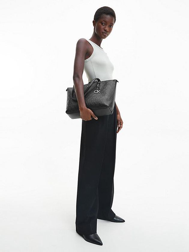 Black Calvin Klein Recycled Logo Tote Women Bags | DVEF-35078