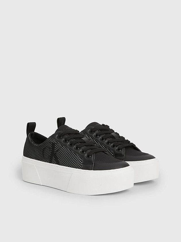 Black Calvin Klein Recycled Mesh Platform Women Sneakers | LCKS-78912