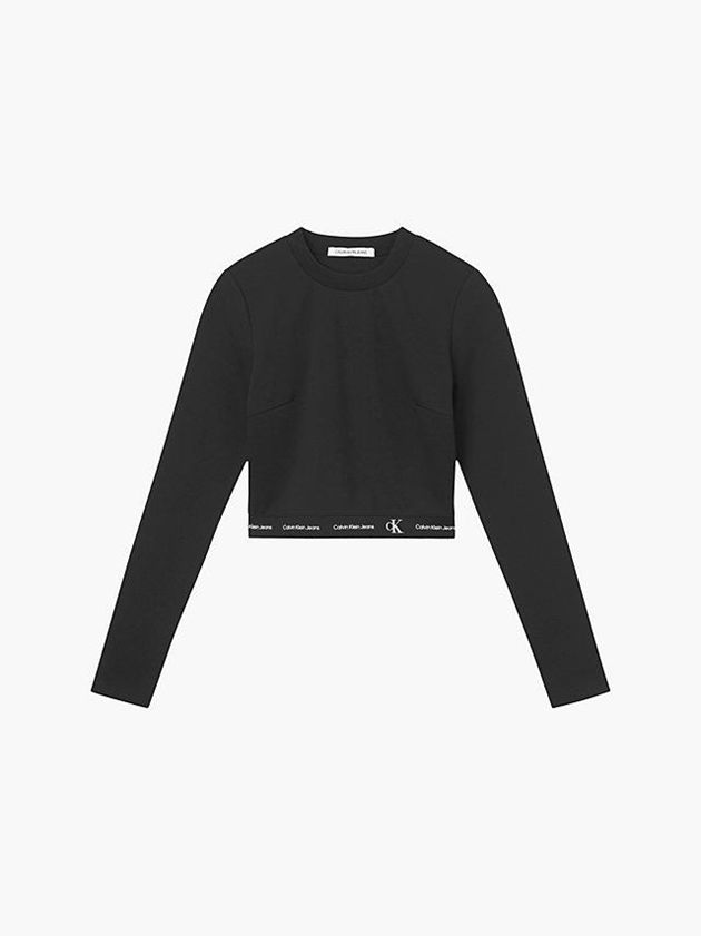Black Calvin Klein Recycled Milano Jersey Long Sleeve Women Top | CIYQ-27045