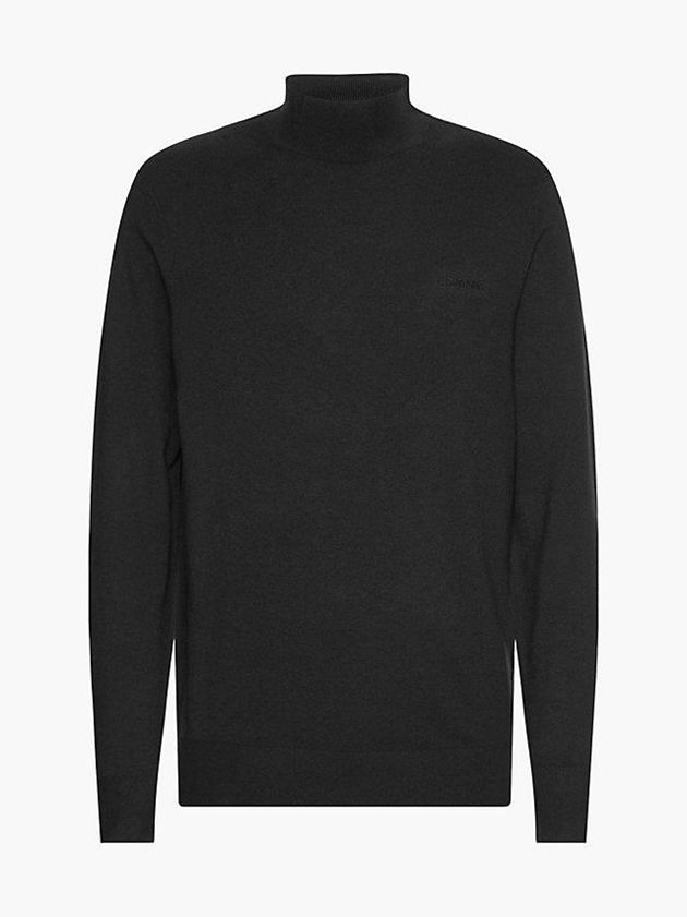 Black Calvin Klein Recycled Mock Neck Jumper Men Sweater | JBFW-20765