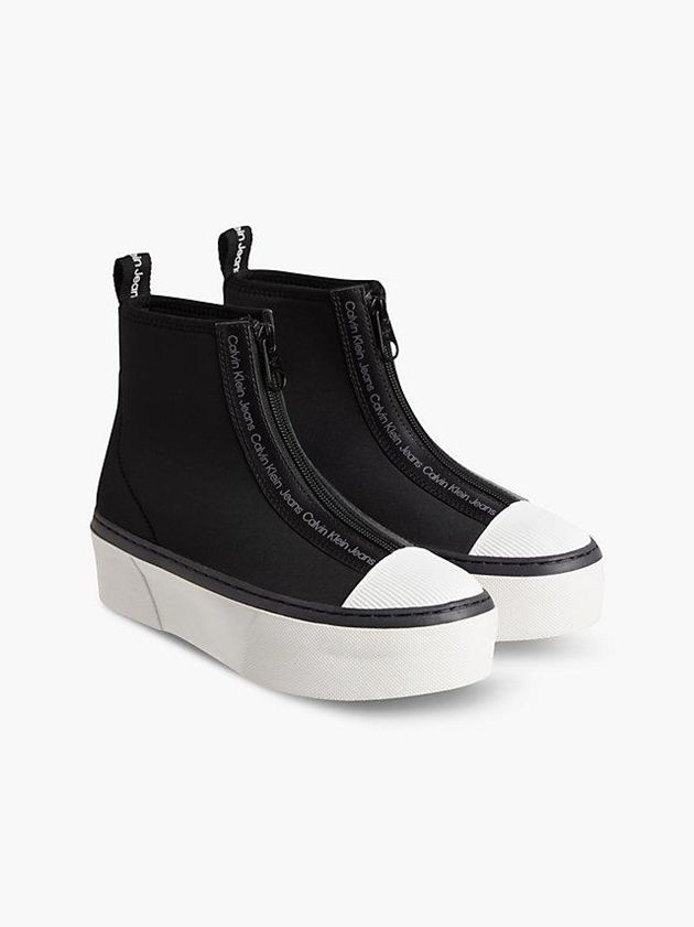 Black Calvin Klein Recycled Neoprene High-Top Women Sneakers | CWLF-02514