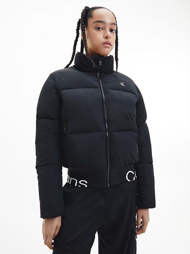 Black Calvin Klein Recycled Nylon Bomber Women Jacket | HUMW-91072