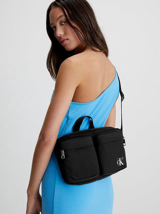 Black Calvin Klein Recycled Nylon Crossbody Women Bags | RUOL-28413