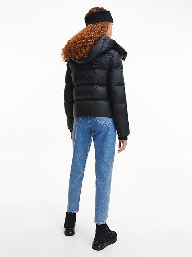 Black Calvin Klein Recycled Nylon Down Puffer Women Jacket | YBUZ-96205