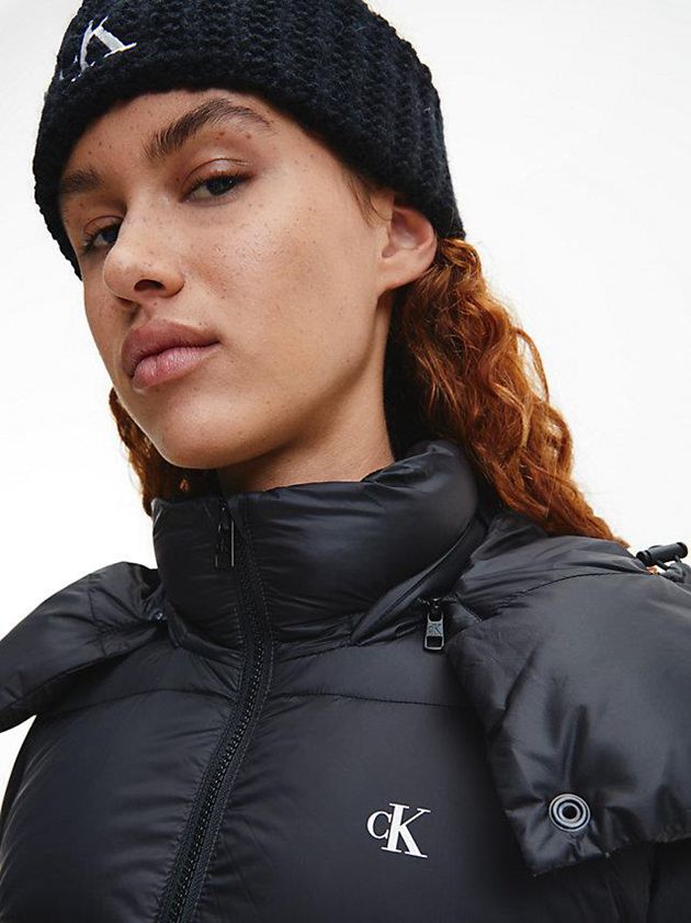 Black Calvin Klein Recycled Nylon Down Puffer Women Jacket | YBUZ-96205