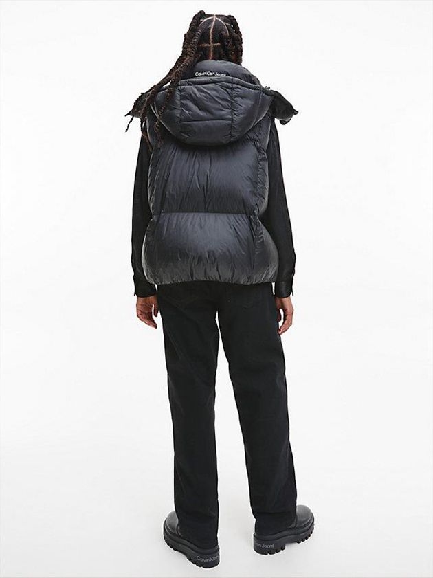Black Calvin Klein Recycled Nylon Down Women Vest | HKAV-48576
