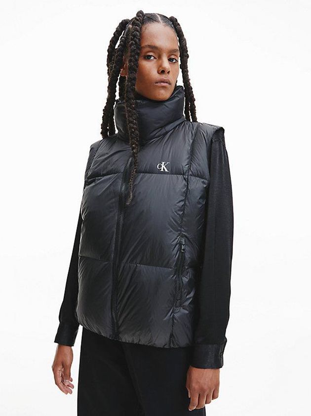 Black Calvin Klein Recycled Nylon Down Women Vest | HKAV-48576
