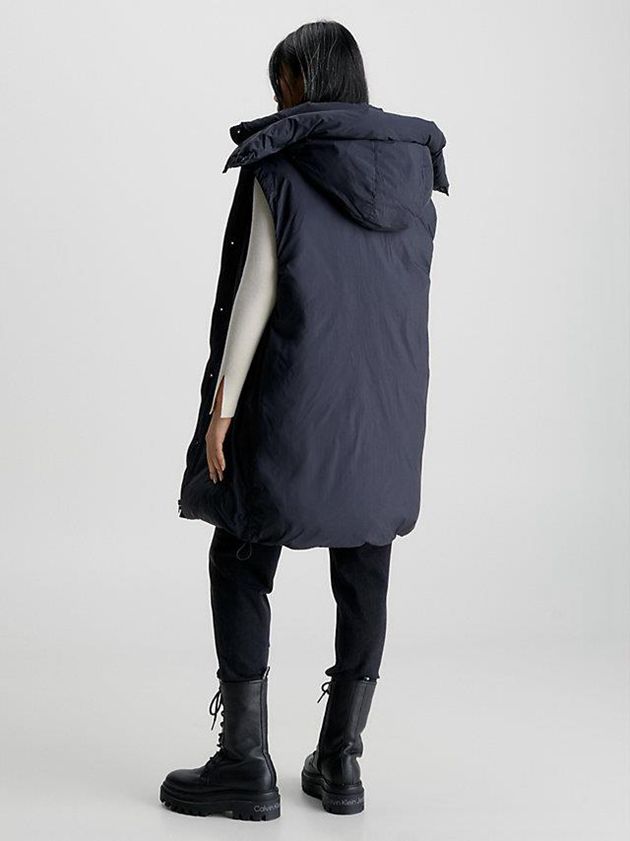 Black Calvin Klein Recycled Nylon Long Padded Women Vest | XFSZ-59263