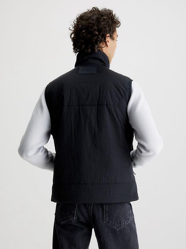 Black Calvin Klein Recycled Nylon Padded Men Vest | WLTH-73290