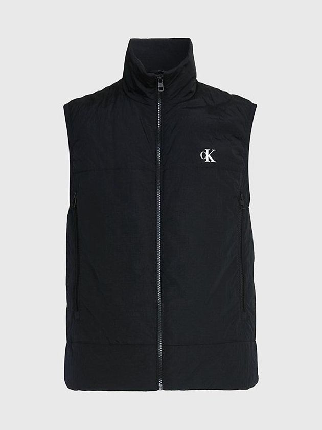 Black Calvin Klein Recycled Nylon Padded Men Vest | WLTH-73290
