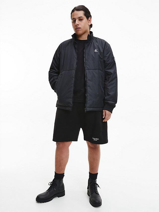 Black Calvin Klein Recycled Nylon Padded Zip Up Men Jacket | SMRV-89071
