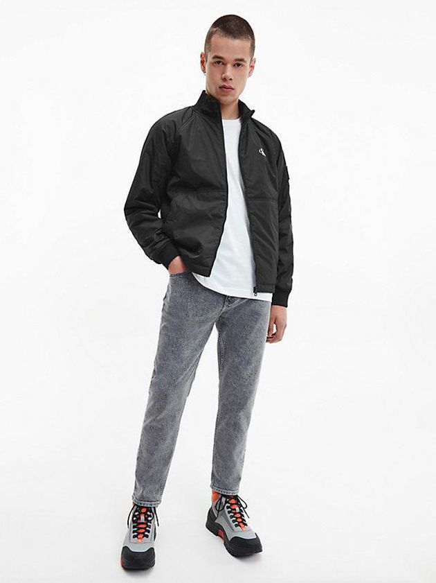 Black Calvin Klein Recycled Nylon Padded Zip Up Men Jacket | SMRV-89071