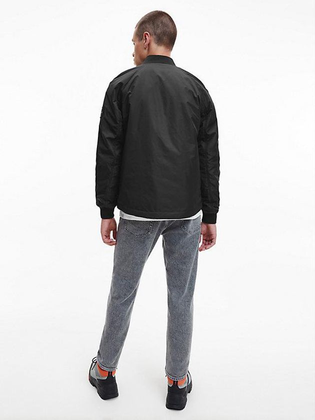 Black Calvin Klein Recycled Nylon Padded Zip Up Men Jacket | SMRV-89071