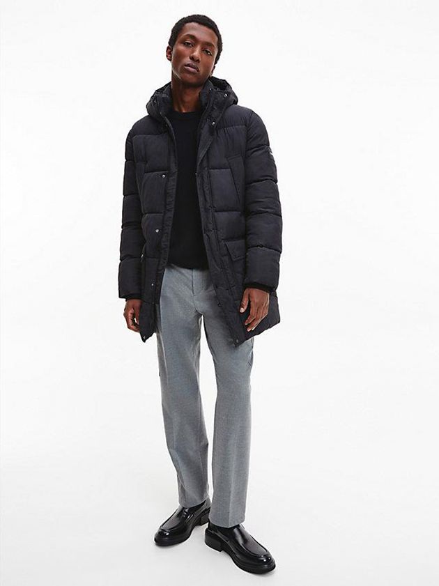 Black Calvin Klein Recycled Nylon Puffer Men Coat | RZQD-97852