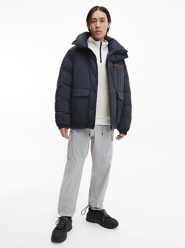 Black Calvin Klein Recycled Nylon Puffer Men Jacket | PQKT-59723