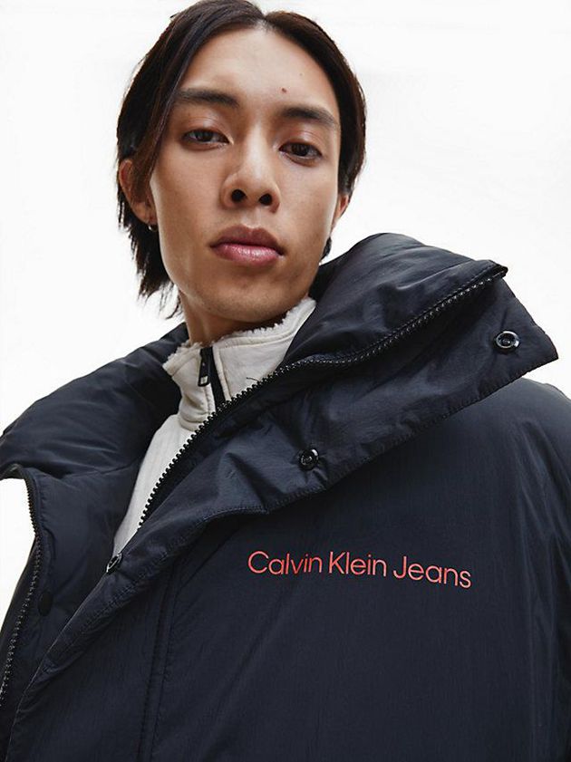 Black Calvin Klein Recycled Nylon Puffer Men Jacket | PQKT-59723