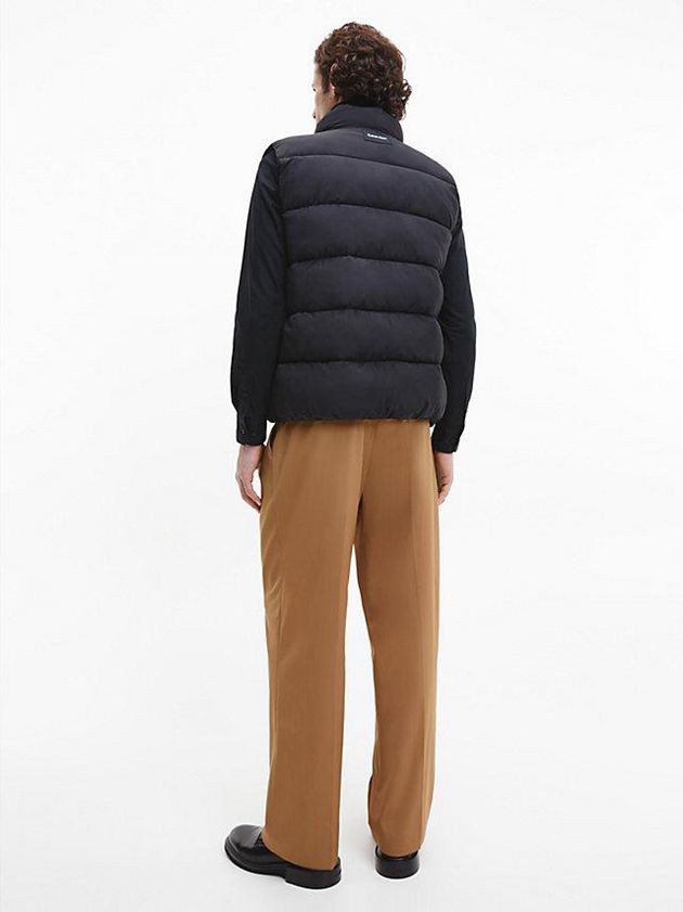 Black Calvin Klein Recycled Nylon Puffer Men Vest | ICRM-76908