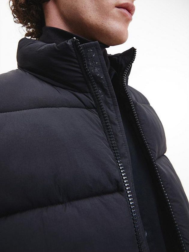 Black Calvin Klein Recycled Nylon Puffer Men Vest | ICRM-76908